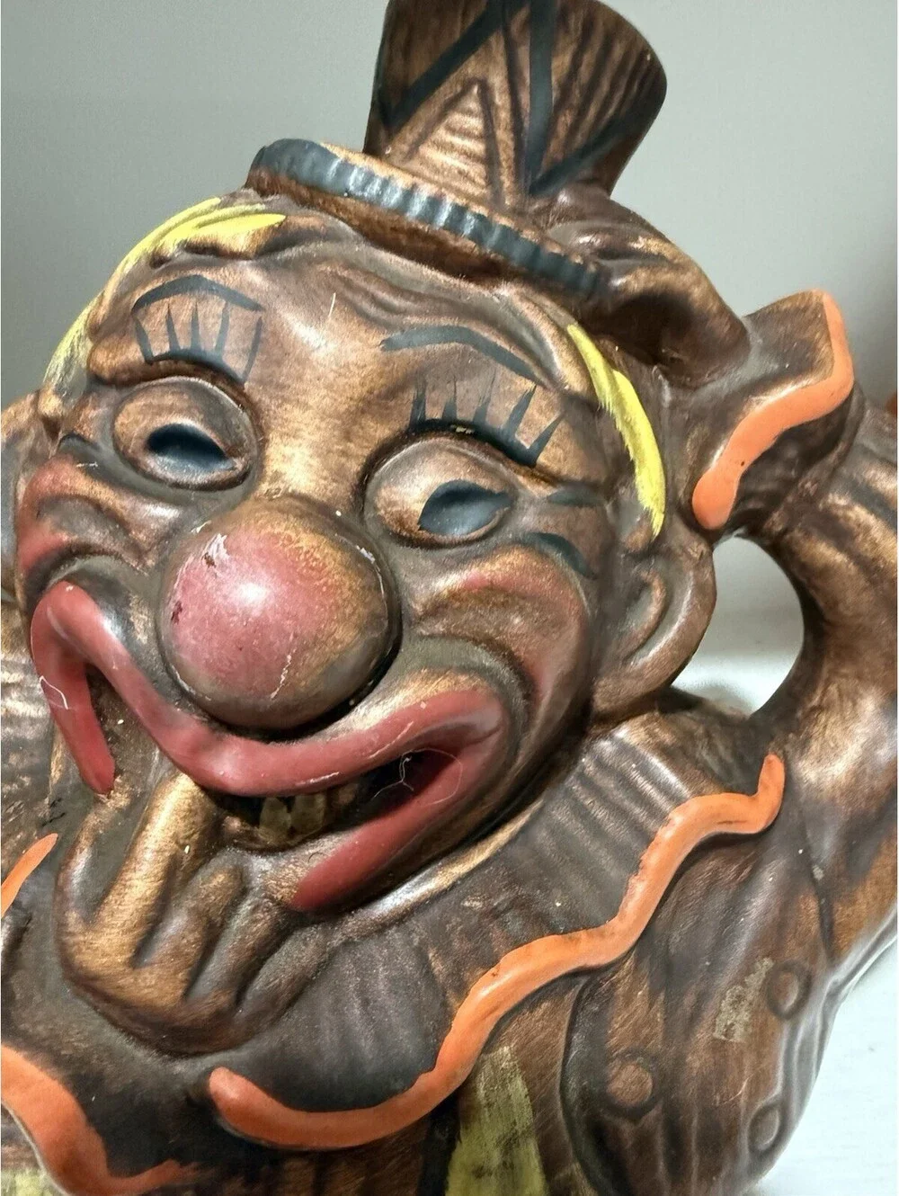 Vintage Happy Hobo #213 California Originals clown Scary ceramic cookie jar